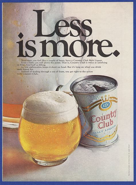 Vintage 1968 Country Club Malt Liquor Beer Print Ad Alcohol Bar