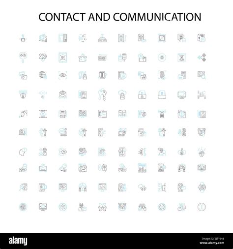 Contact And Communication Icons Signs Outline Symbols Concept Linear