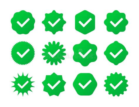 Set Of Green Check Mark Badge Icons Verification Icons Collection
