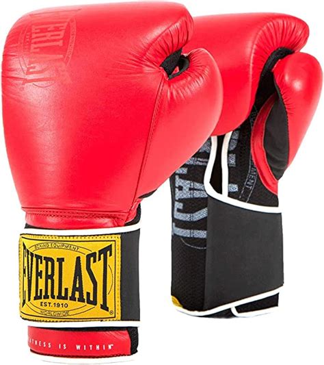 Everlast 1910 Leather Boxing Gloves Red 16oz Uk Sports And Outdoors