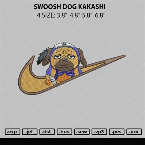Swoosh Dog Kakashi Embroidery File 4 Size Embropedia
