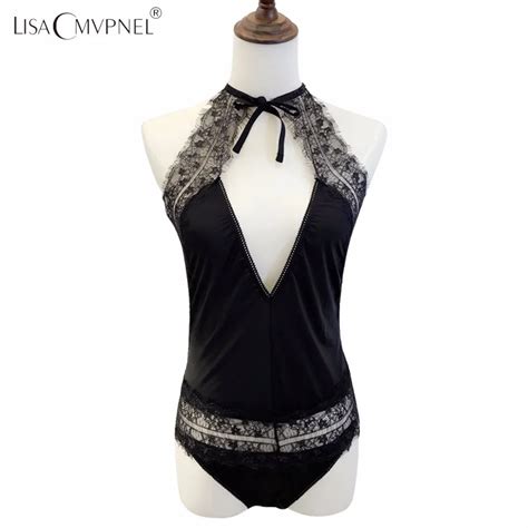 Lisacmvpnel Fashion Design Backless Deep V Female Onesies Lace Sexy Women Lingeriesexy Onesie