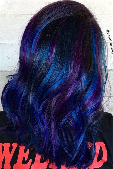 60 Fabulous Purple And Blue Hair Styles Dark Purple Hair Hair Color