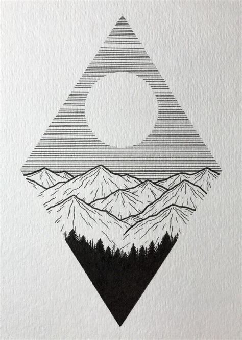Crayon art by kristina nelson: Mountains. 5x7in. Ink. : Art | Cool art drawings, Art ...