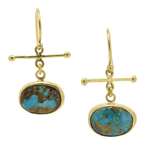Persian Turquoise Gold Earrings For Sale At 1stDibs