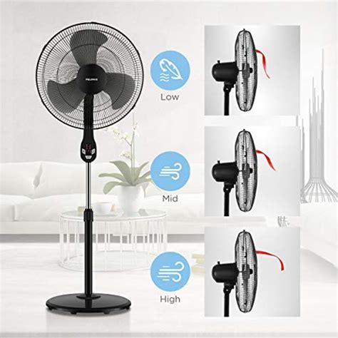 Pelonis 18 Quiet Oscillating Pedestal Fan With Led Display Remote