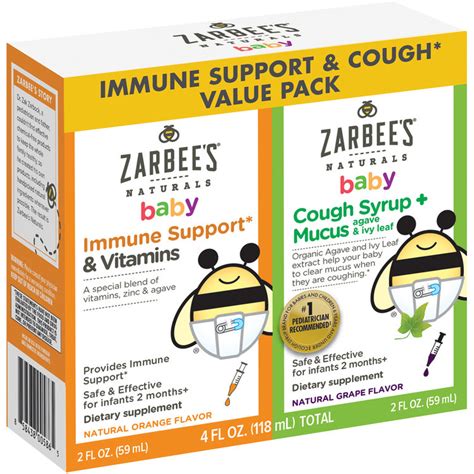 Zarbees Naturals Baby Immune Support And Cough Syrup Mucus Value Pack