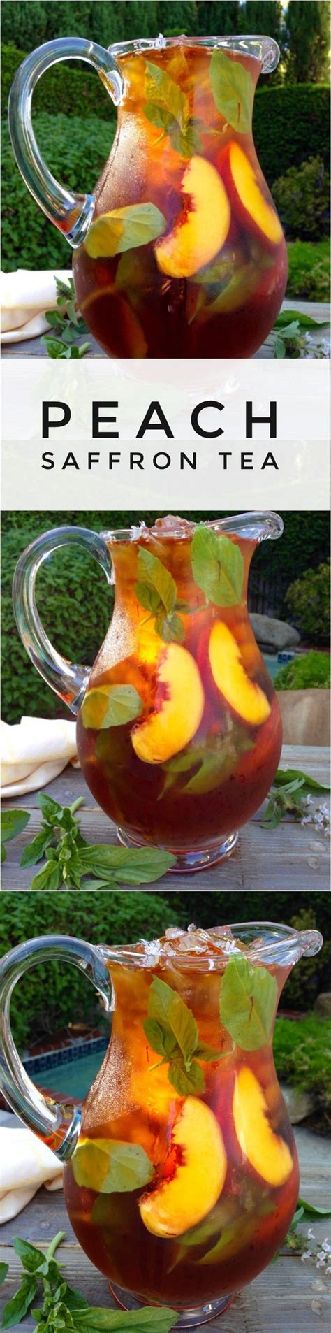 Healthy Skin Iced Saffron Tea Recipe With Peach And Basil