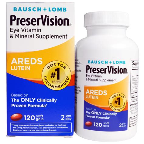 Bausch Lomb PreserVision AREDS Lutein Eye Vitamin Mineral Supplement Soft Gels