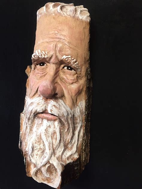 Wood Carving Chainsaw Carving Old Man Hand Carved Wood Art By Josh
