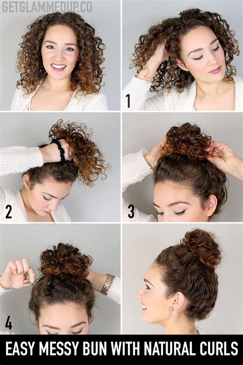 Easy Messy Bun Hairstyle Tutorial For Natural Curls Messy Bun Curly