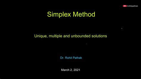 Simplex Method Types Of Solutions Youtube