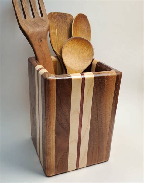 Wooden Utensil Holder Kitchen Utensil Holder Wooden Spoon Holder Knife