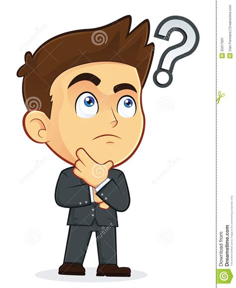 Businessman Touching Chin With Question Mark Stock Vector Image 35917991