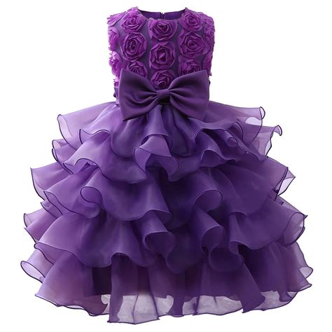 Buy Flower Girl Purple Dress For Wedding Kids Clothes