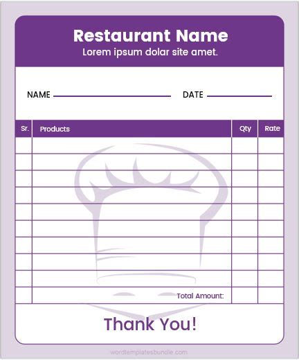 Restaurant Order Pad Templates For Ms Word Formal Word Templates