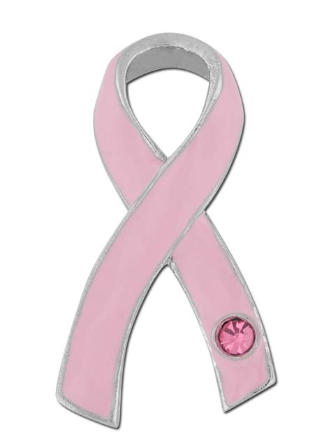 Breast Cancer Pink Awareness Ribbon With Rhinestone Enamel Lapel Pin