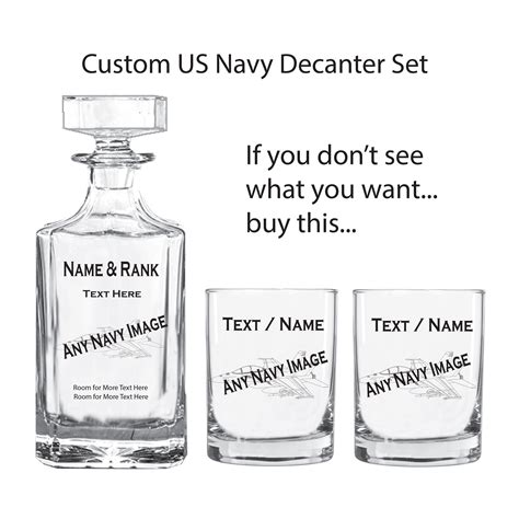 Personalized Navy First Class Diver Whiskey Decanter Set Navy 1st Class Diver Decanter