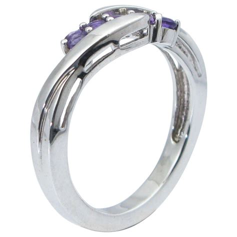 Sterling Silver Five Stone Amethyst Ring Elegant Rings