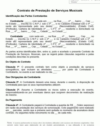 Contrato De Prestacao De Servicos De Topografia Modelo De Documentos