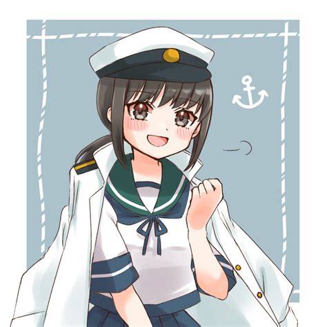 Cocoperino Fubuki Kancolle Kantai Collection 1girl Anchor Symbol Black Eyes Black Hair