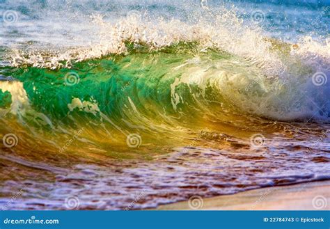 Breaking Ocean Wave At Sunset Stock Image Image Of Landscape Beauty