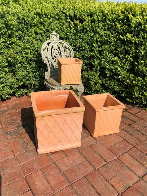 Square Lattice Terracotta Garden Pots