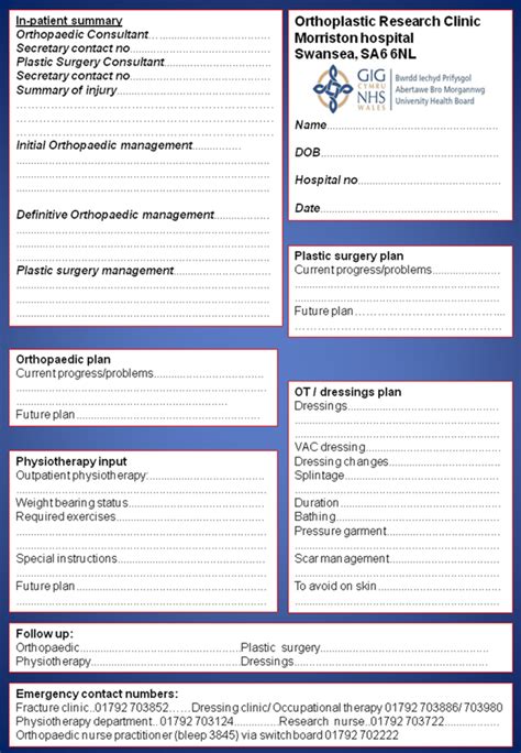 Template Used For The Personalised Patient Information Leaflet