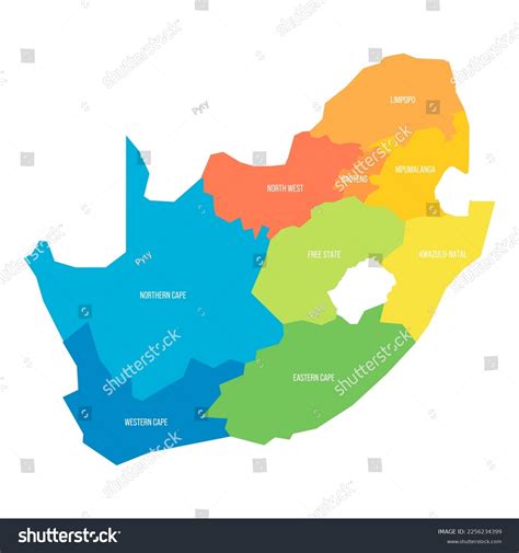 South Africa Political Map Administrative Divisions Stock Vector