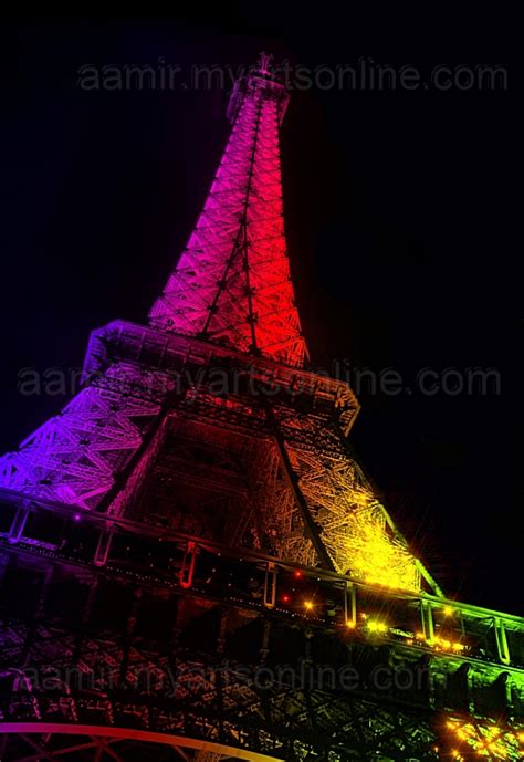 Night Eiffel Tower Rainbow Illumination Painting For Sale By