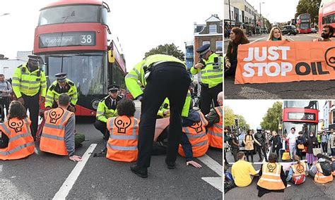 just stop oil protesters glue themselves to road in islington on day 22 of their campaign