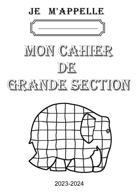 Page De Garde De Mon Cahier De Grande Section Mon Cahier Grande Hot