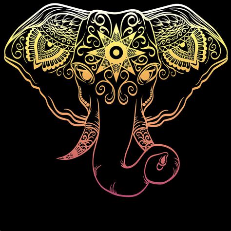 Female Elephant Tribal Art Tribe Floral Paleo Cave Tattoo Design Tshirt