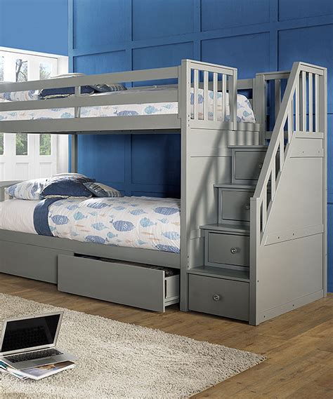 Gray Barrett Stair Bunk Bed And Storage Kids Bunk Beds Bunk Beds Bunk