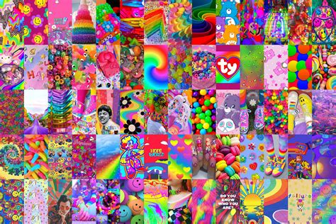 70 Pcs Kidcore Aesthetic Wall Collage Kit Indie Room Decor Digital