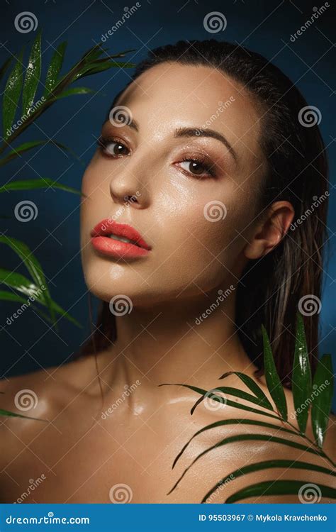 Wet Make Up Fashion Photography Style Naked Woman In Leaves Stock My Xxx Hot Girl