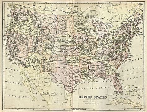 Antique Map Of United States Of America 1884 Print 18563430 Framed
