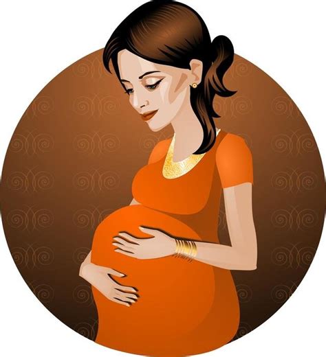 Painted Pregnant Woman In An Orange Dress Free Image Download