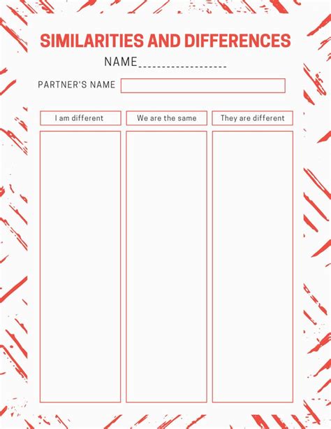 Similarities And Differences Worksheet Similarities And Differences