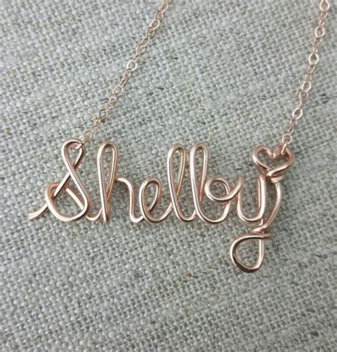 Cursive Name Necklace Rose Gold Wire Name Necklace Birthday Etsy