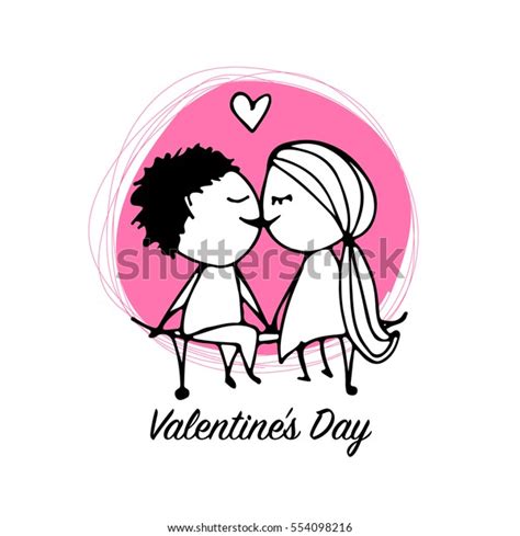 couple love kissing valentine sketch your stock vector royalty free
