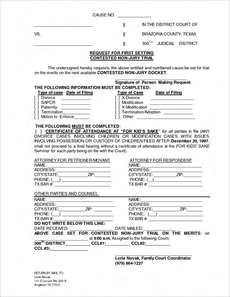 Texas Divorce Forms Pdf Form Resume Examples