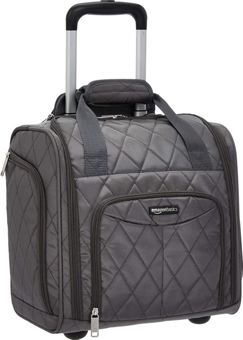 Amazonbasics Underseat Carry On Rolling Travel Luggage Bag Grey