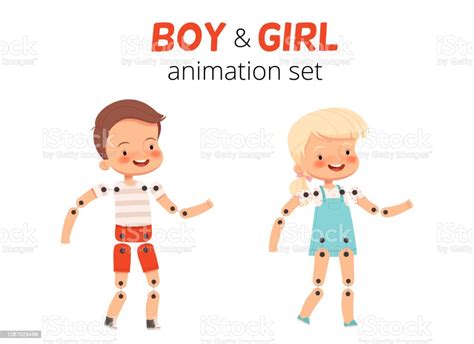 Ilustración De Diseñador Para Animular Los Movimientos De Un Niño Y Una