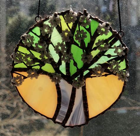Tree Of Life Stained Glass Suncatcher Window Hangings Glass Etsy