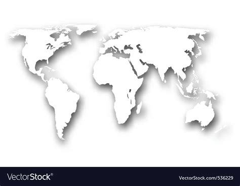 White World Map With Shadow Silhouette Royalty Free Vector Images And