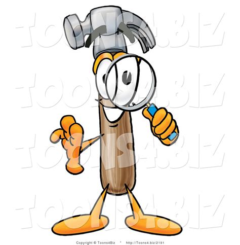 Illustration Of A Cartoon Hammer Mascot Looking Through A Magnifying