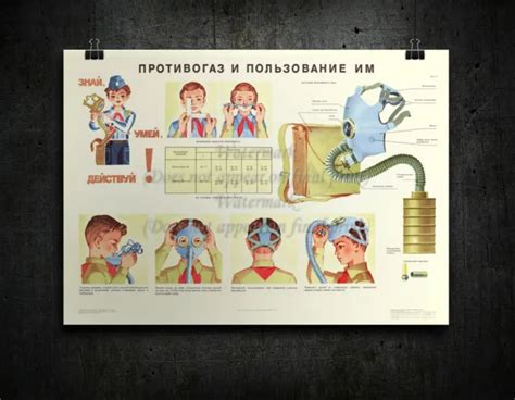 SOVIET RUSSIAN CIVIL Defense Poster BE READY FOR CIVIL DEFENSE USSR GAS