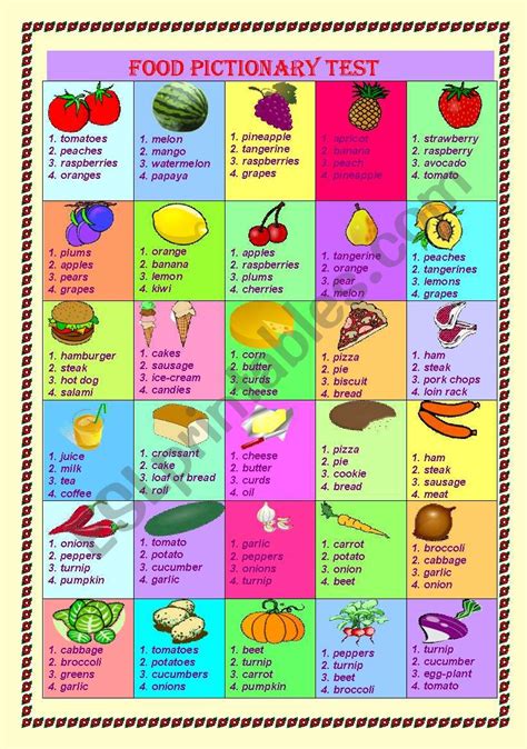 Food Pictionary Test Esl Worksheet By Nasim Sexiz Pix