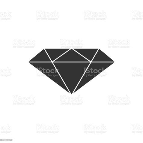 Diamond Sign Isolated Jewelry Symbol Gem Stone Flat Design Vector